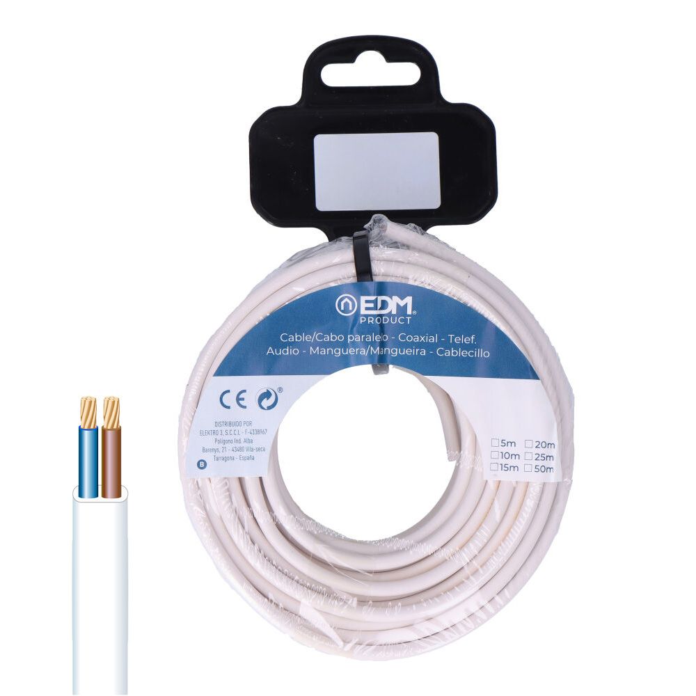 Carrete manguera plana h05vvh2-f 2 x 1,00 mm² blanca, 25 m