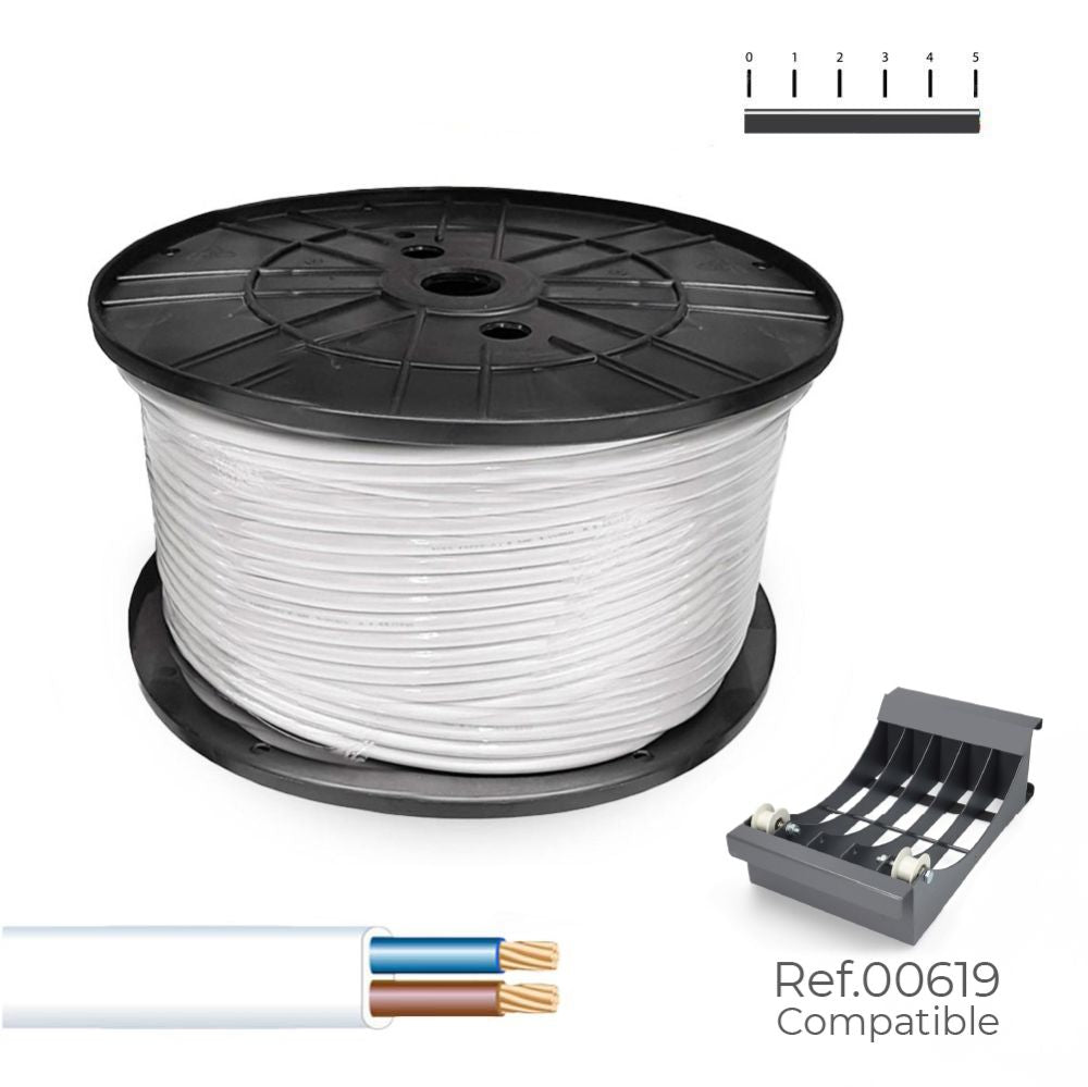 Manguera plana 2 x 1,50 mm² blanca, 200 m. (bobina grande)