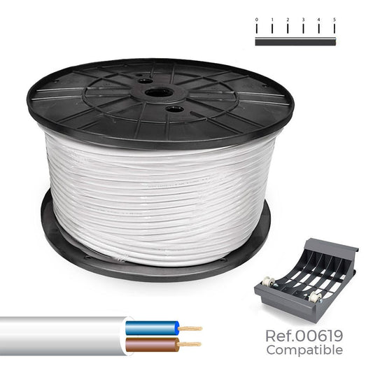 Manguera tubular h05vv-f 2 x 1,50 mm² blanca, 300 m. (bobina grande)