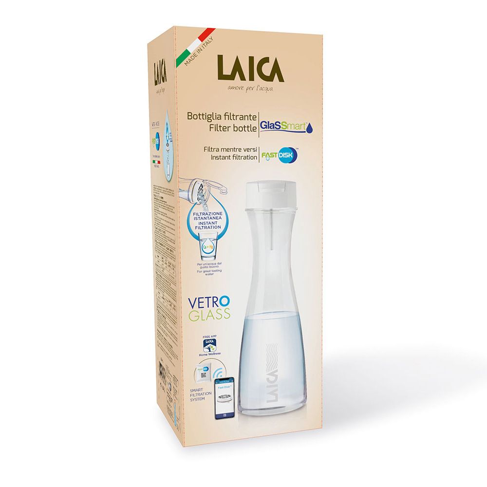 Botella filtración instantánea de vidrio de 1 l con 1 filtro