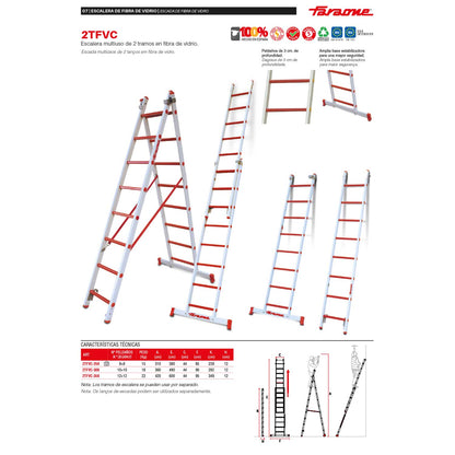 2TFVC | Escalera multiuso de 2 tramos de fibra de vidrio