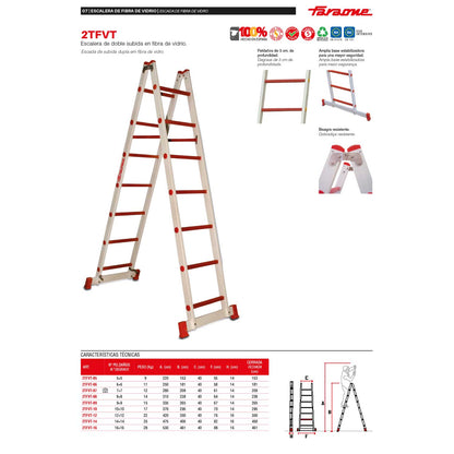 2TFVT | Escalera de doble subida de fibra de vidrio
