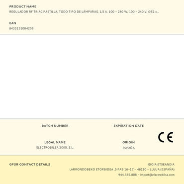 Regulador rf triac pastilla, todo tipo de lámparas, 1,5 a, 100 - 360 w, 100 - 240 v, ø52 x 26 mm