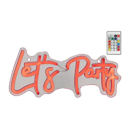 Luz led neón decorativa let's party, 40 x 18 x 1,5 cm