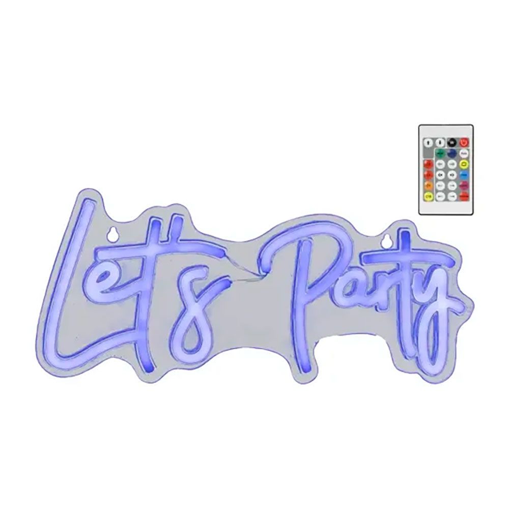 Luz led neón decorativa let's party, 40 x 18 x 1,5 cm