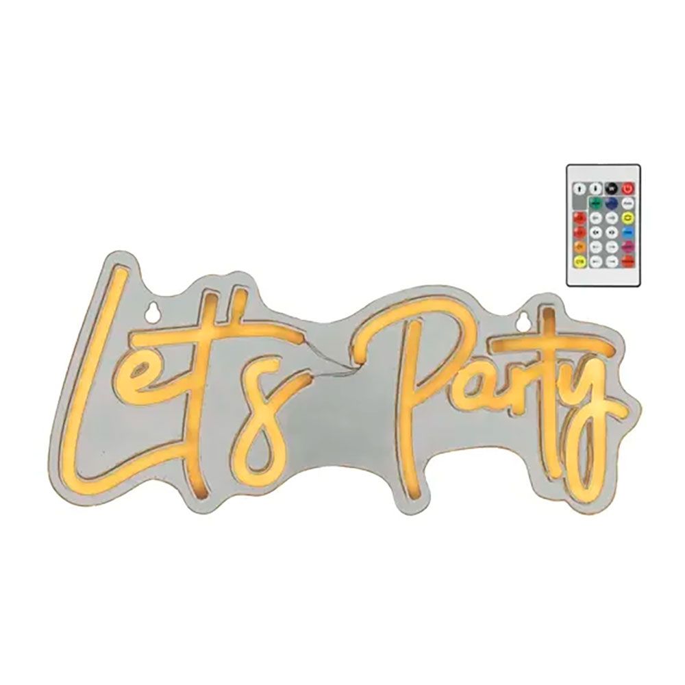 Luz led neón decorativa let's party, 40 x 18 x 1,5 cm