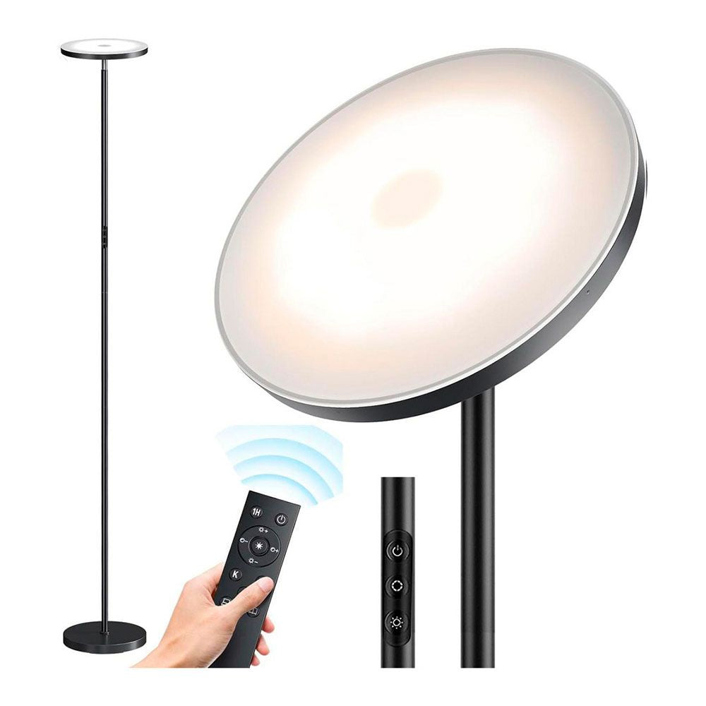 Lámpara de pie led dencel, 24 w, 3cct, dimmable, 2200 lm, negra, ø25 x 175 cm