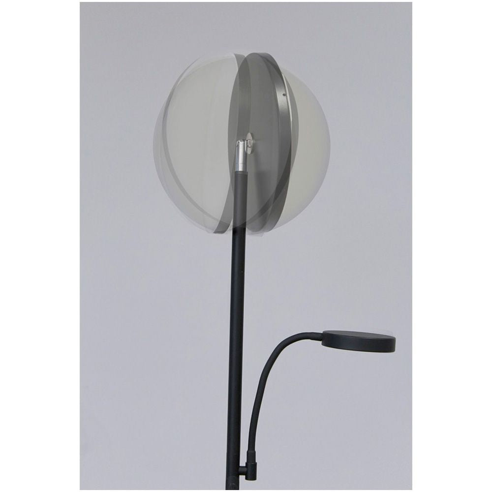 Lámpara de pie led dencel, 30+6 w, 3cct, dimmable, 3000 lm, negra, ø25 x 175 cm