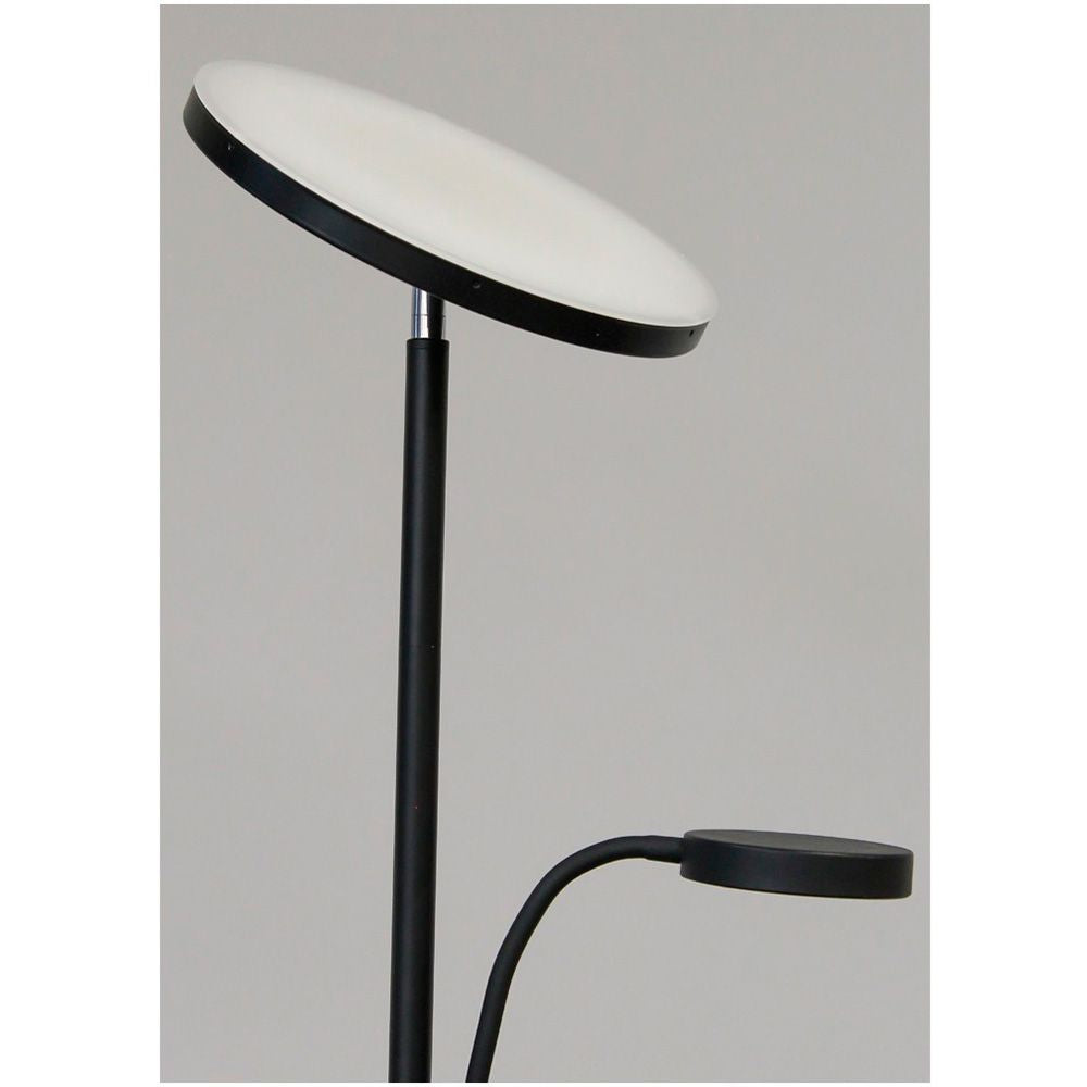 Lámpara de pie led dencel, 30+6 w, 3cct, dimmable, 3000 lm, negra, ø25 x 175 cm