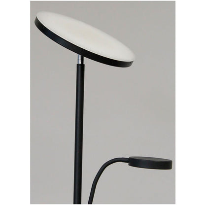 Lámpara de pie led dencel, 30+6 w, 3cct, dimmable, 3000 lm, negra, ø25 x 175 cm