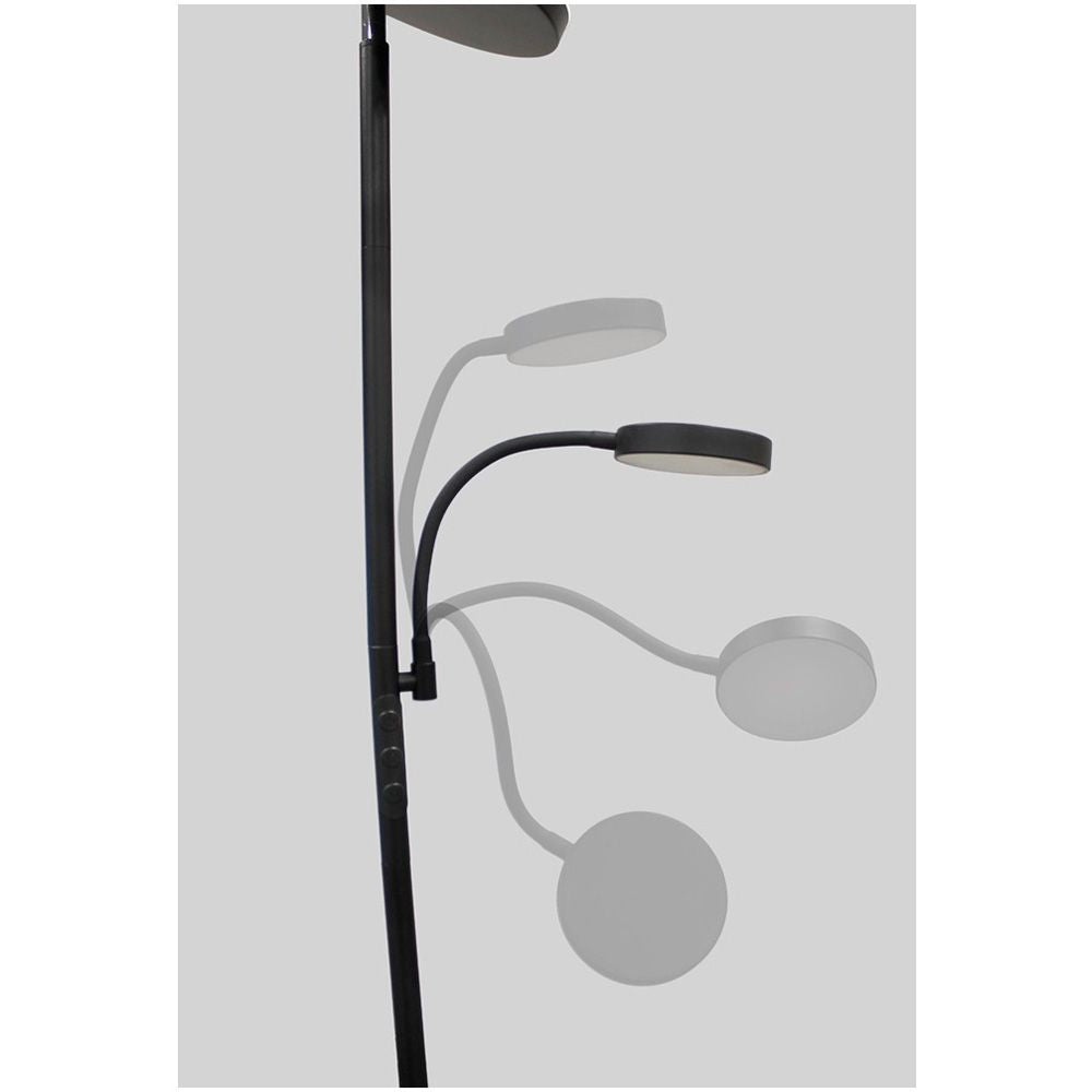Lámpara de pie led dencel, 30+6 w, 3cct, dimmable, 3000 lm, negra, ø25 x 175 cm