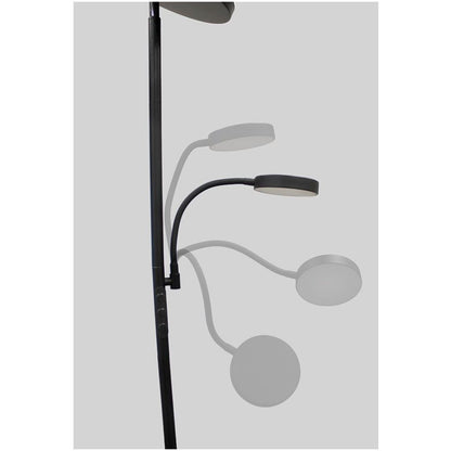 Lámpara de pie led dencel, 30+6 w, 3cct, dimmable, 3000 lm, negra, ø25 x 175 cm