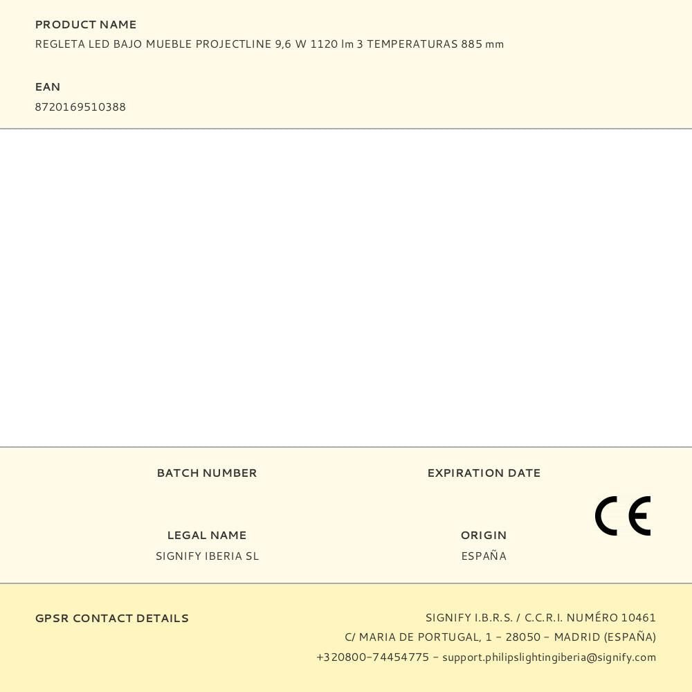 Regleta led bajo mueble projectline 9,6 w 1120 lm 3 temperaturas 885 mm