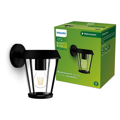Aplique exterior sunera e27 25 w sin bombilla, color negro, luz hacia abajo