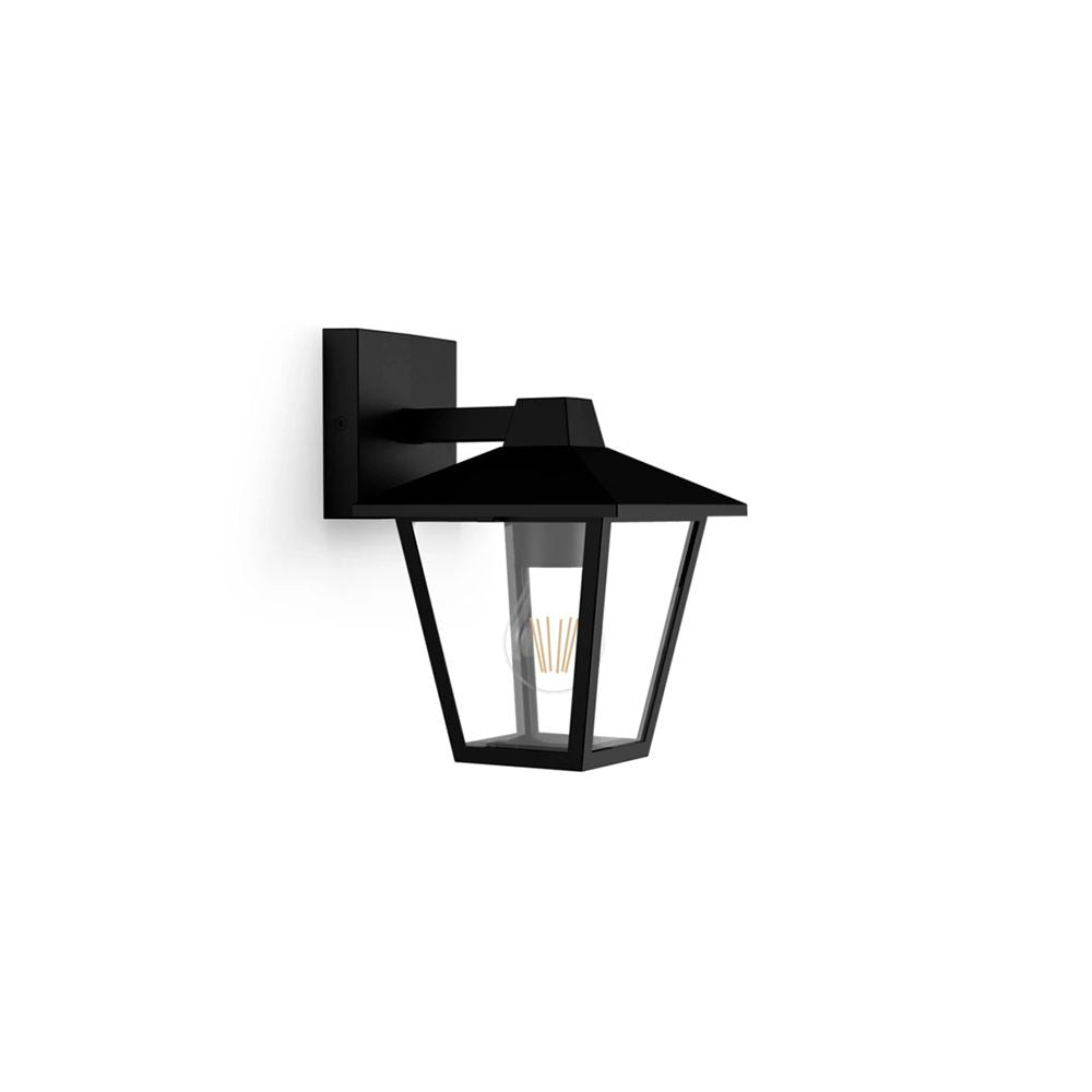 Aplique exterior kinno e27 25 w sin bombilla, color negro, luz hacia abajo