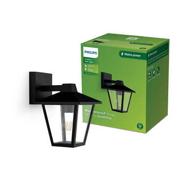 Aplique exterior kinno e27 25 w sin bombilla, color negro, luz hacia abajo