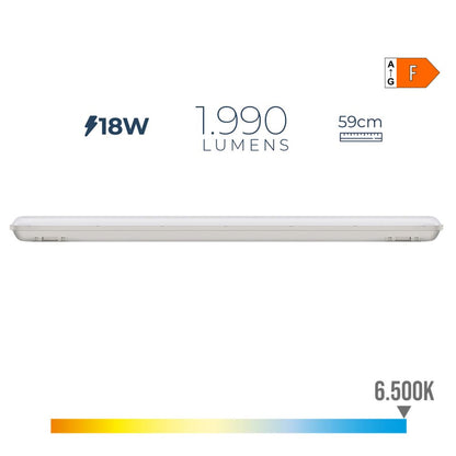 Regleta estanca led ip65 18 w 1990 lm 6500 k luz fria 5,9 x 59 x 6,6 cm