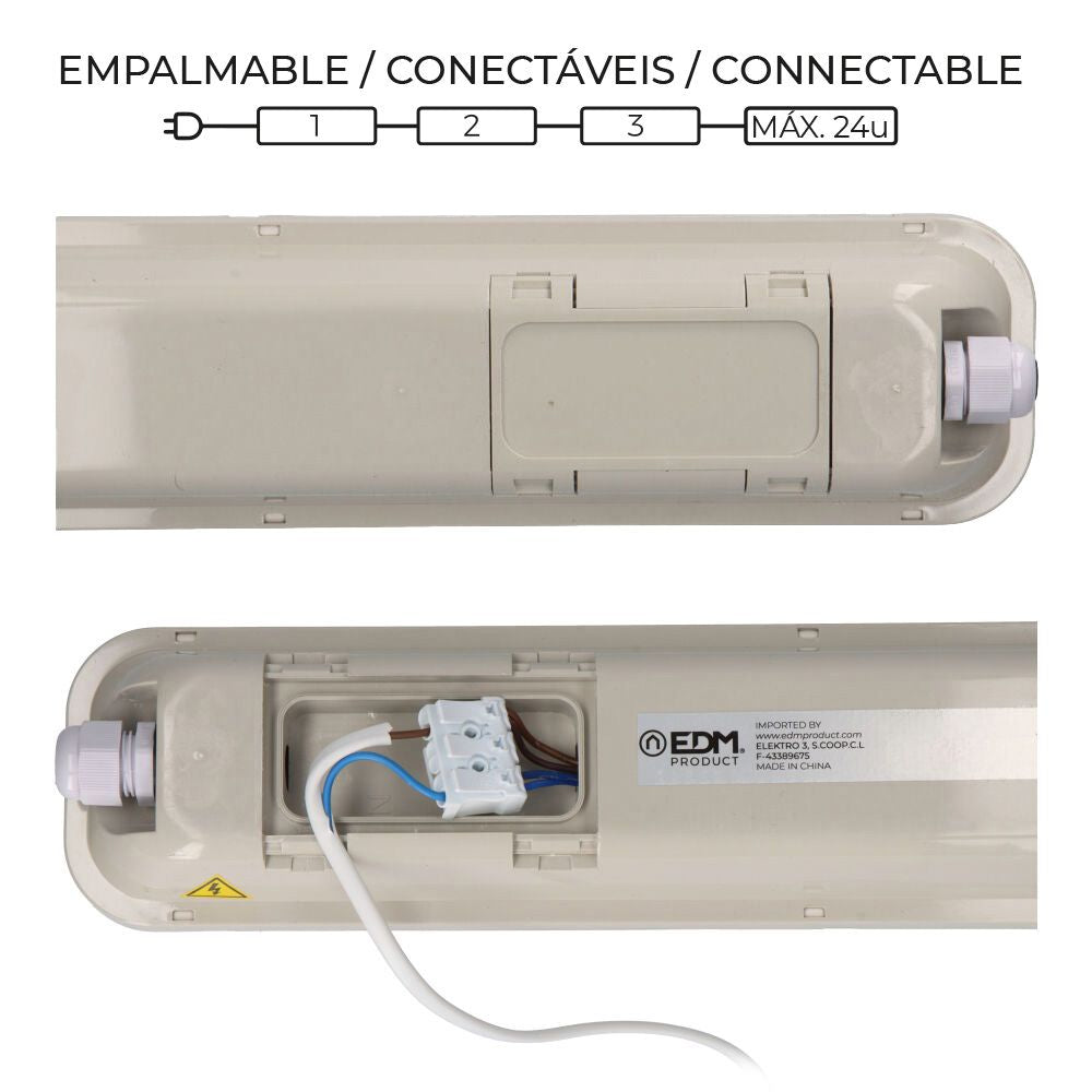 Regleta estanca led ip65 18 w 1990 lm 6500 k luz fria 5,9 x 59 x 6,6 cm