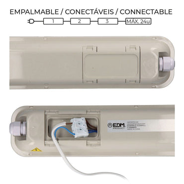 Regleta estanca led ip65 18 w 1990 lm 6500 k luz fria 5,9 x 59 x 6,6 cm