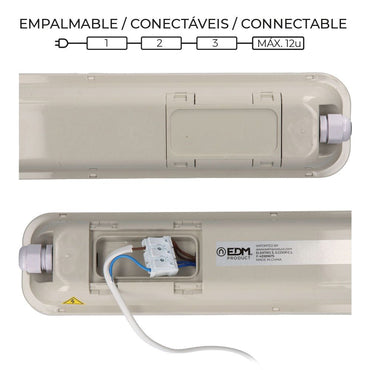 Regleta estanca led ip65 36 w 4034 lm 6500 k luz fria 8,6 x 118 x 6,6 cm