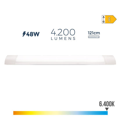 Regleta led 48 w 6500 k luz fria 4200 lm 121,3 x 3,1 x 12 cm