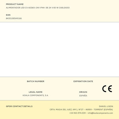 Alimentador led cv aed60-24v ip44-3b 24 v 60 w cableado