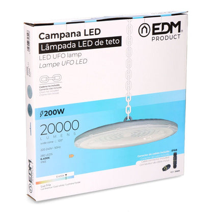 Campana led 200 w, 6400 k, 20.000 lm, ø33 x 4,5 cm