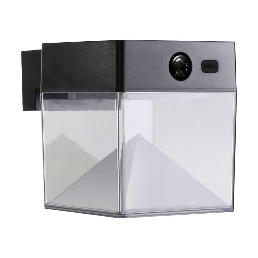 Aplique solar cuadrado 4 w 500 lm, 3.000/4.000/6.500 k, 3cct, con sensor, negro