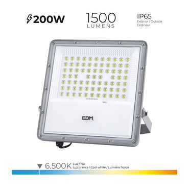 Foco proyector led solar 200 w 1500 lm 6500 k luz fría