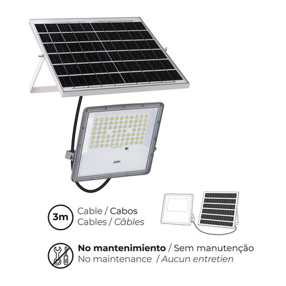 Foco proyector led solar 200 w 1500 lm 6500 k luz fría