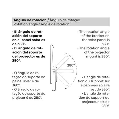 Foco proyector led solar 200 w 1500 lm 6500 k luz fría