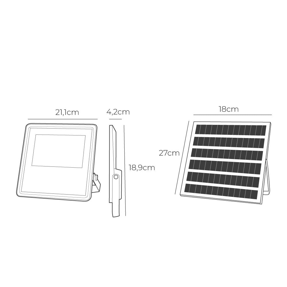 Foco proyector solar slim 50 w 600 lm 6500 k luz fría