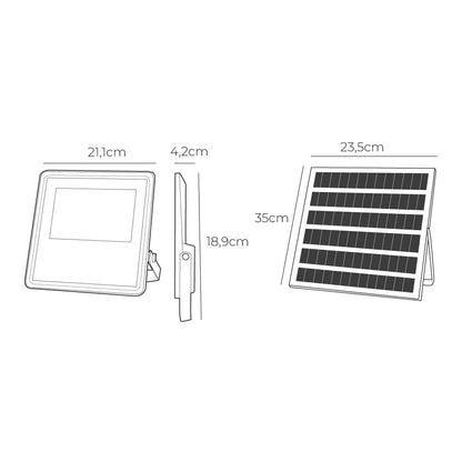 Foco proyector solar slim 100 w 1.200 lm 6500 k luz fría