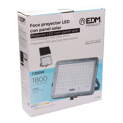 Foco proyector solar slim 200 w 1800 lm 6500 k luz fría