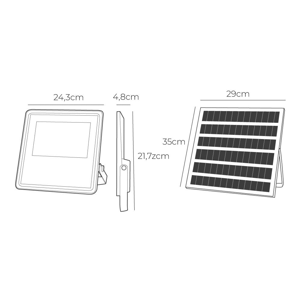 Foco proyector solar slim 200 w 1800 lm 6500 k luz fría