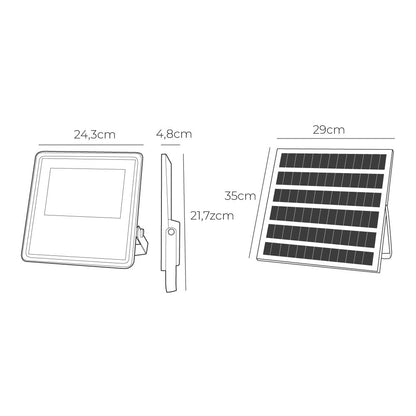 Foco proyector solar slim 200 w 1800 lm 6500 k luz fría