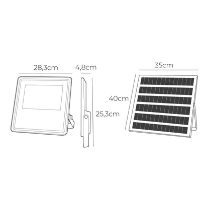 Foco proyector solar slim 300 w 2500 lm 6500 k luz fría