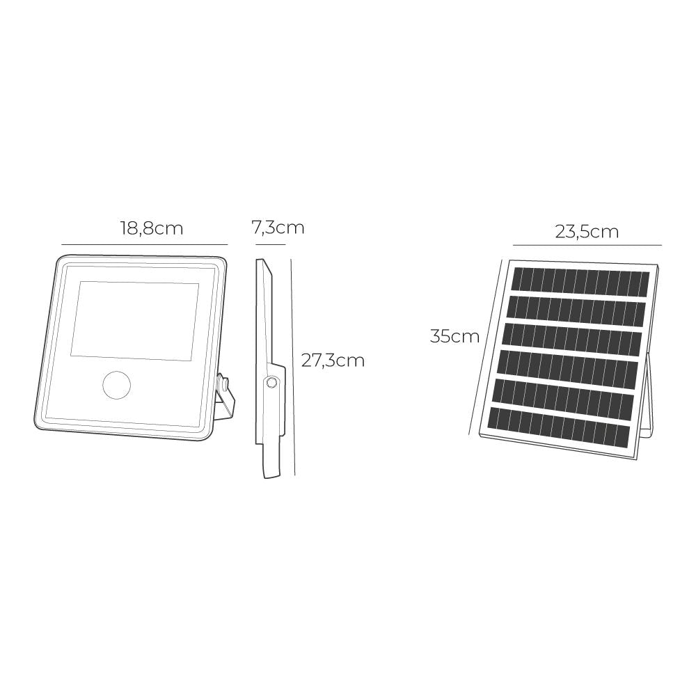 Foco proyector solar con sensor 100 w 1200 lm 6500 k luz fría
