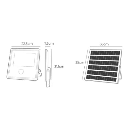 Foco proyector solar con sensor 300 w 3500 lm 6500 k luz fría