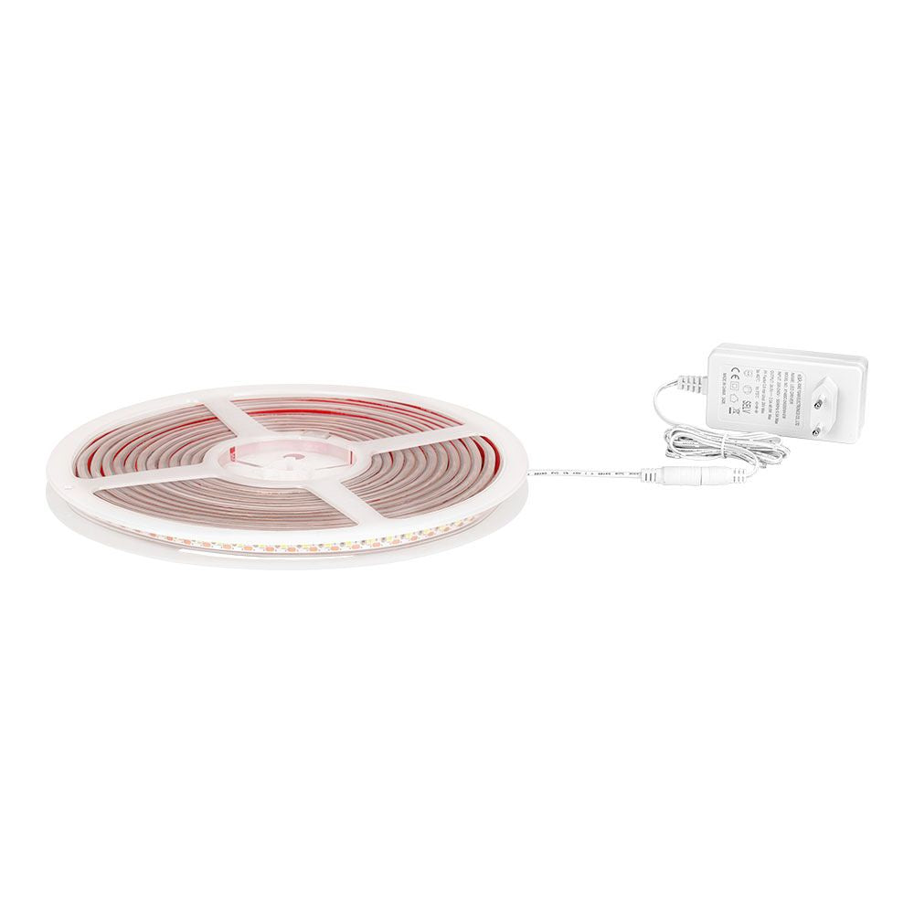 Tira led adhesiva 4.000k 8 w/m 100 lm/w 24 v dc ip65, 5 m x 10 mm luz dia