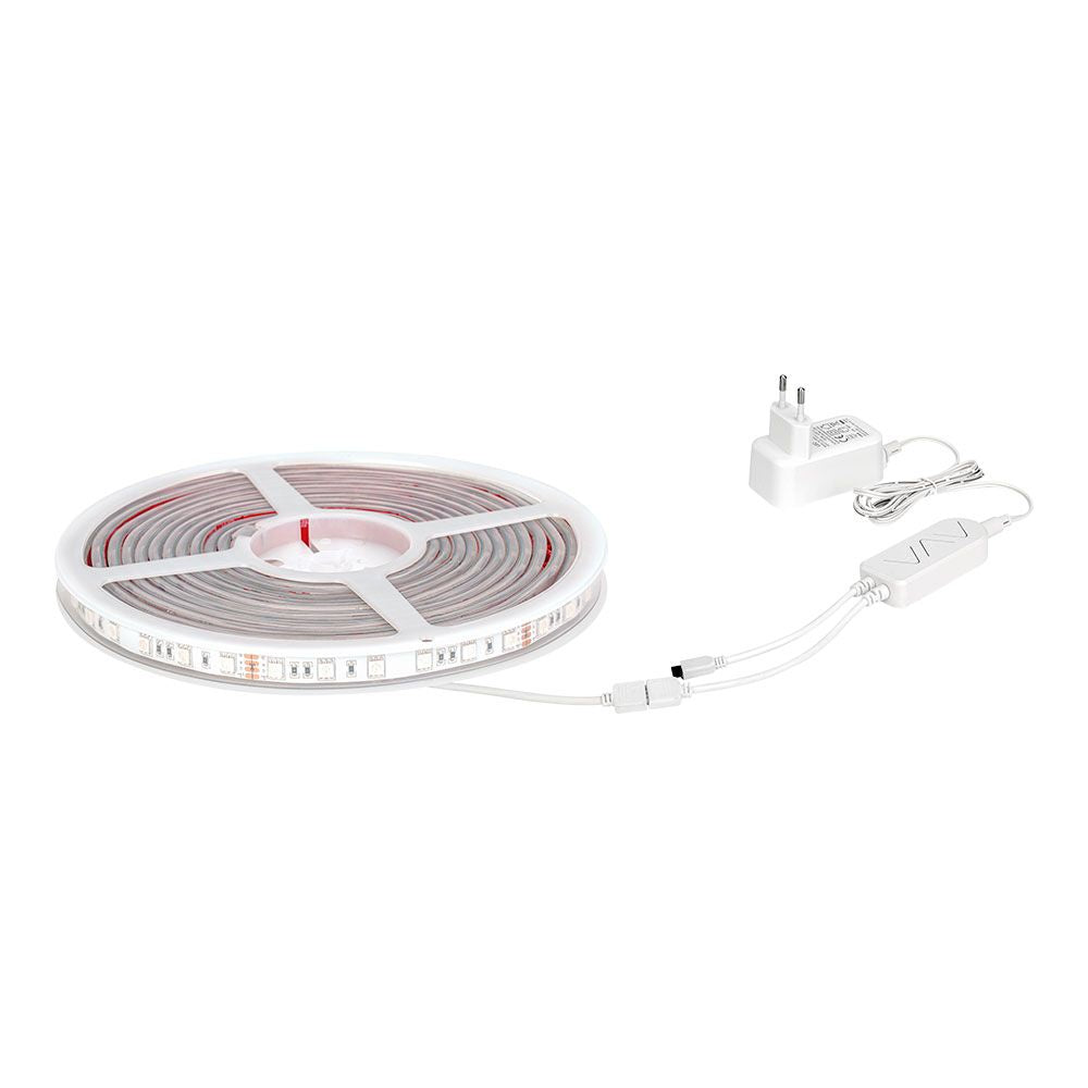 Tira led adhesiva 4,5 w/m 20 lm/w 24 v dc ip65, 5 m x 12 mm, rgb, multicolor, wifi tuya app