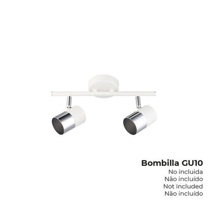 Foco 2 elementos modelo moon gu-10 (bombilla no incluida) color cromo+blanco hueso 30 x 7,6 x 15,2 cm