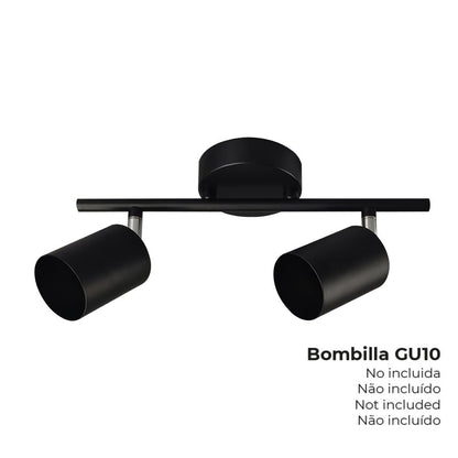 Foco 2 elementos gu10 50 w (bombilla no incluida) color negro 30 x 9 x 17 cm