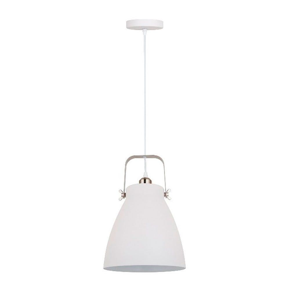 Lámpara de techo, colgante, e27, blanco + nickel, ø270 x 1200 mm