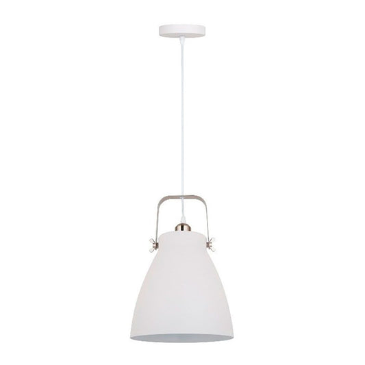 Lámpara de techo, colgante, e27, blanco + nickel, ø270 x 1200 mm