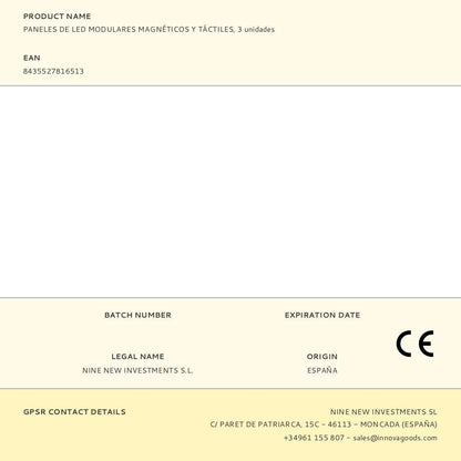 Paneles de led modulares magnéticos y táctiles, 3 unidades