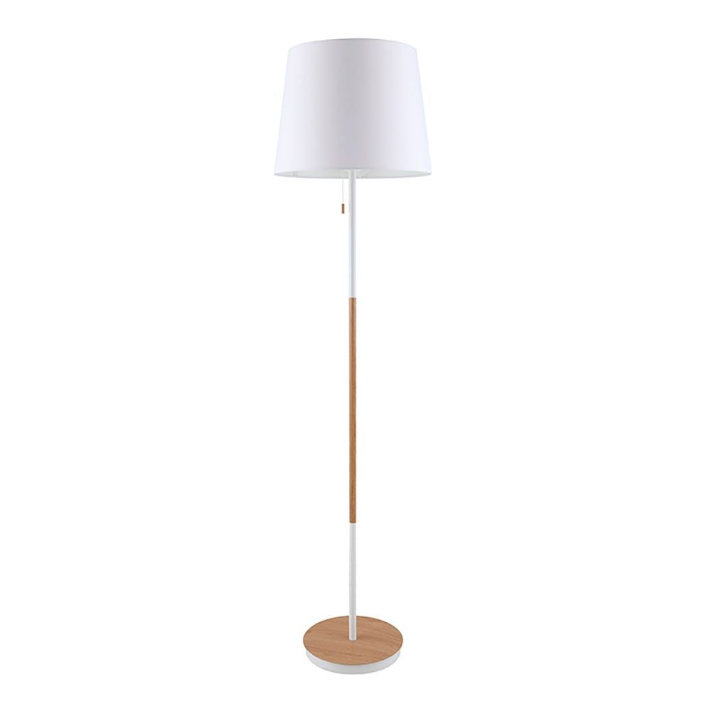 Lámpara de pie, e27, madera+blanco, ø400 x 1570 mm
