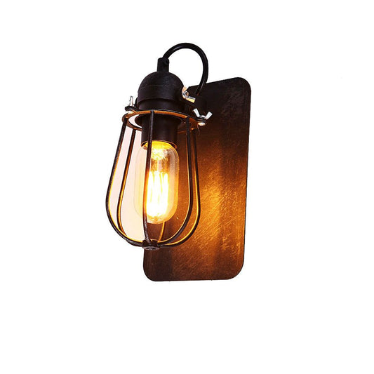 Aplique de pared metalico vintage e27 60 w color negro 15 x 22 cm