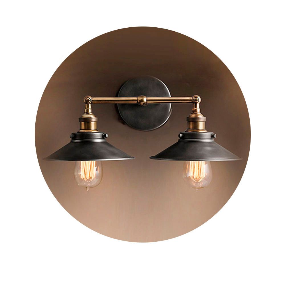 Aplique de pared doble vintage metalico e27 60 w 63 x 29 cm