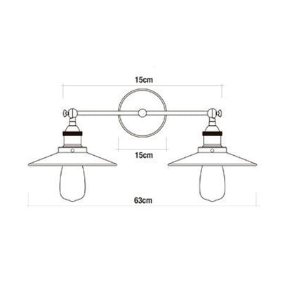 Aplique de pared doble vintage metalico e27 60 w 63 x 29 cm